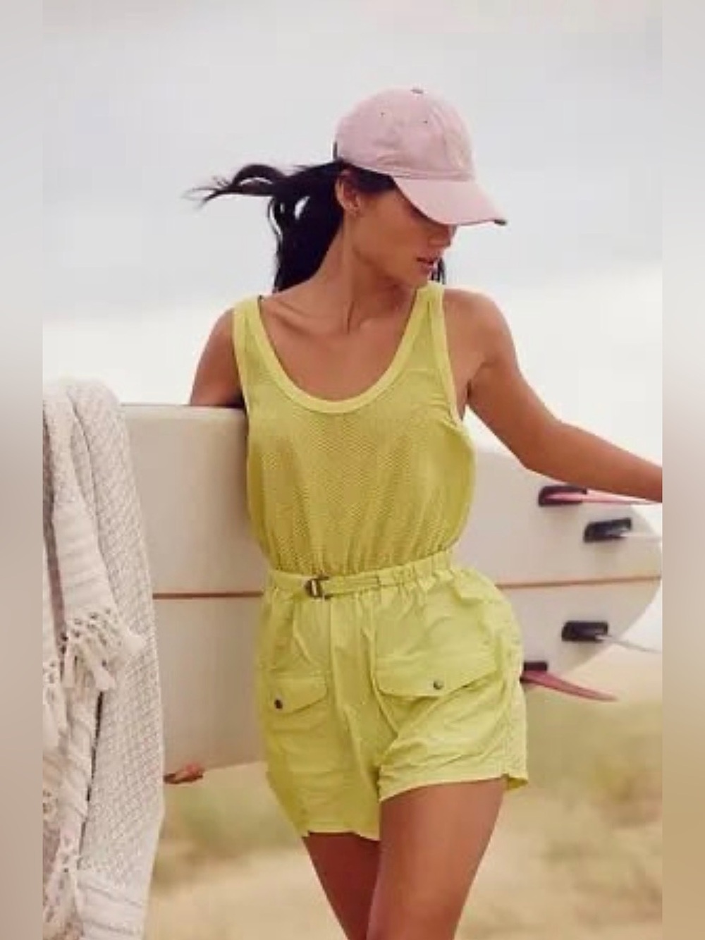 Free People Fp Movement Pacific Coast Hike Romper 
Size: small
Yellow
